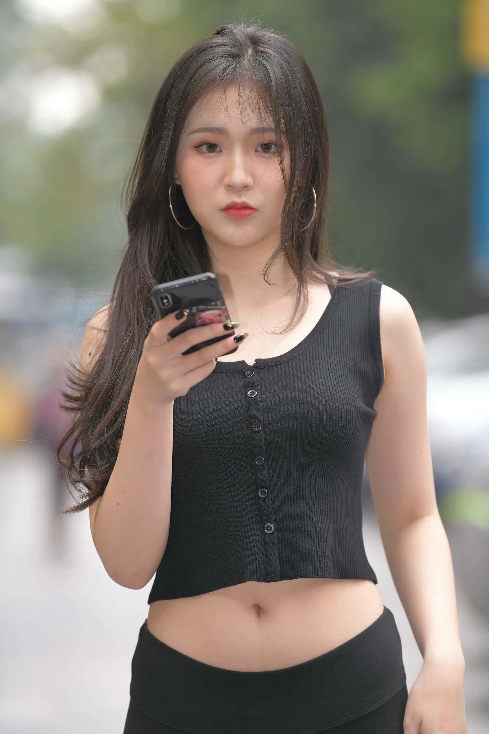 图片[2]-喝奶茶的黑色瑜伽裤长发姑娘【376P】00055-无忧兔兔