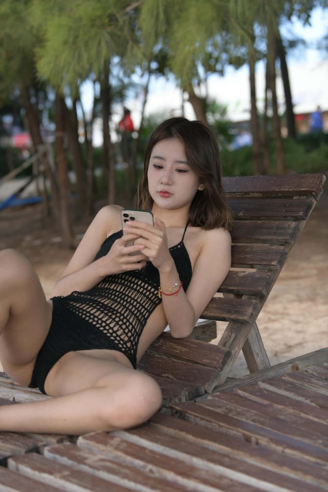 海边度假的黑色泳装少女【445P】QB7080-无忧兔兔