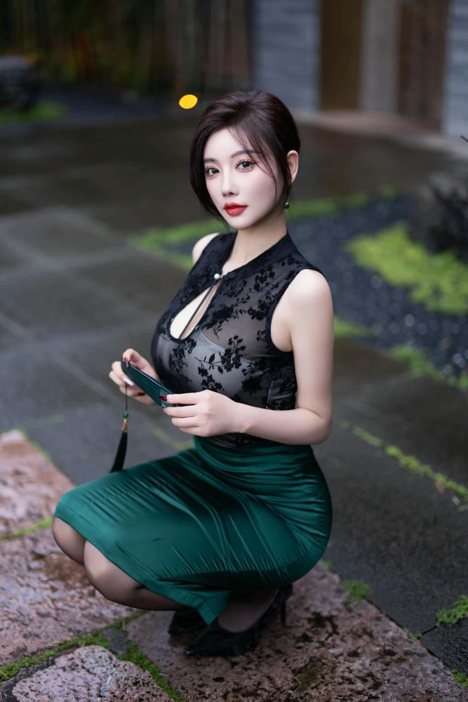 绿色旗袍 - 杨晨晨【87P】P50237-无忧兔兔